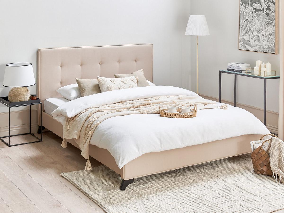 POLSTERBETT 160/200cm Beige Ambassador - Beige, Textil (160/200cm) - Beliani