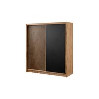 SCHWEBETÜRENSCHRANK DRAVEN 203/215/60,5 cm 2-türig Eiche Wotan - Eiche Wotan/Schwarz, Holzwerkstoff (203/215/60.5cm) - MASSENO