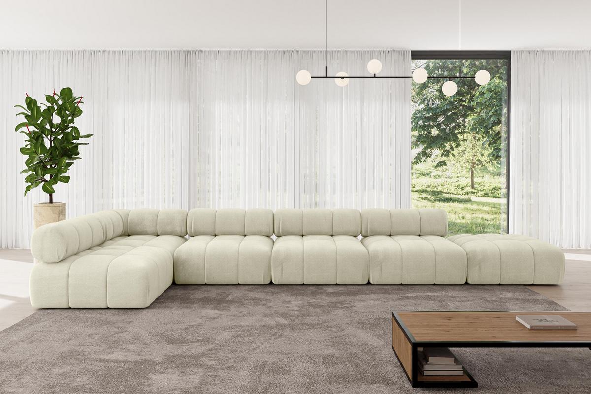 ECKSOFA modulares Sofa Favio-L3 - 475x190x70 cm Beige Velours - Beige, Holzwerkstoff/Textil (475/190cm) - ALTDECOR