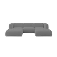 WOHNLANDSCHAFT MIRA-U1 317x179x70 Grau Bouclé - Platinfarben/Schwarz, Holzwerkstoff/Kunststoff (317/70/179cm) - ALTDECOR