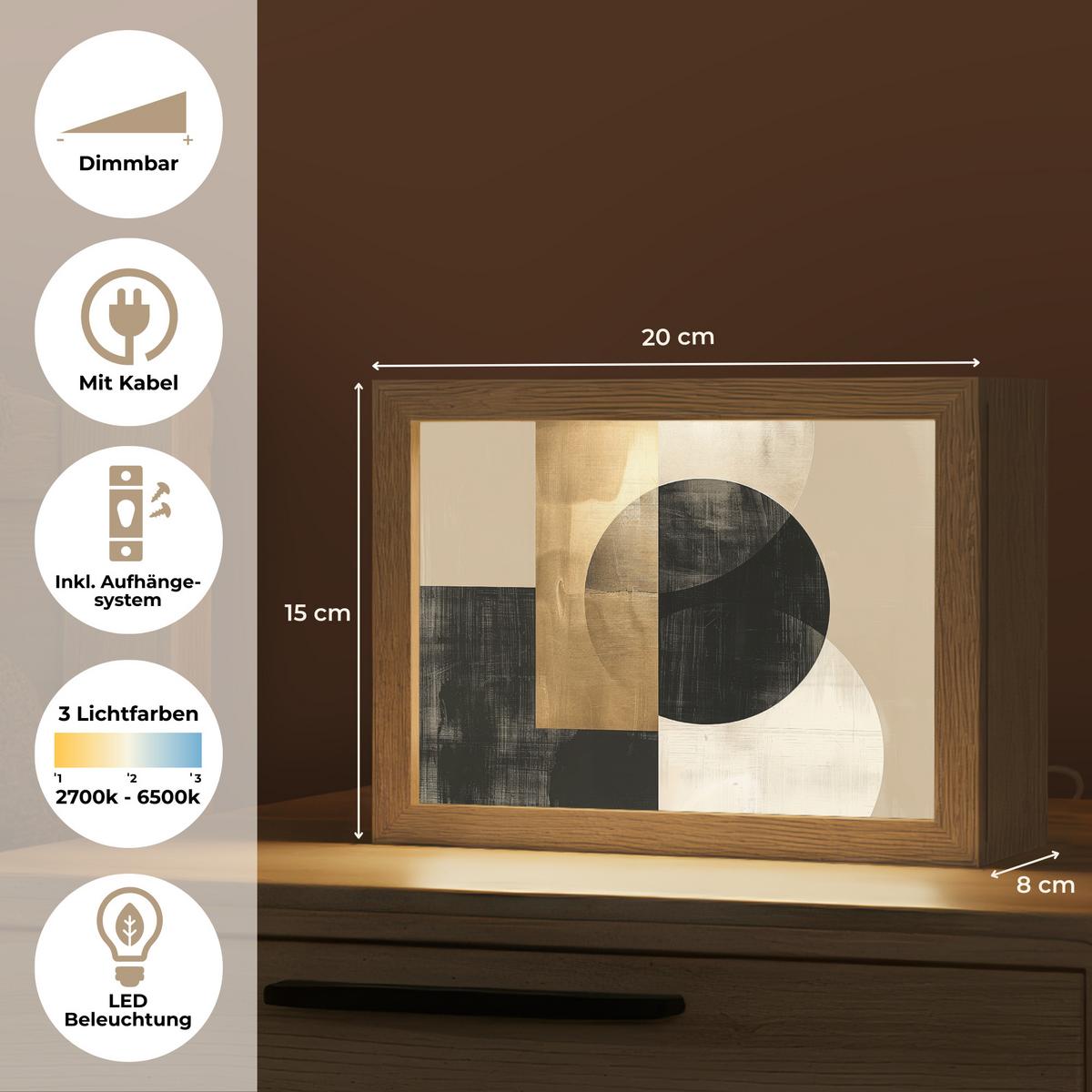 WANDLEUCHTE Abstrakt - Modern - Schwarz - Gold 20x15 cm - Sandfarben, Holzwerkstoff (20/15/8cm) - OnlyWow