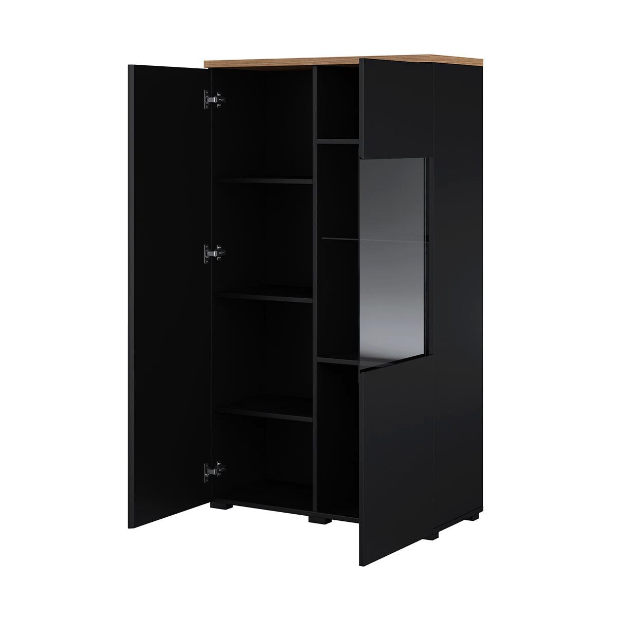 GESCHIRRSCHRANK Liko Schwarz und Holz - Schwarz, Holzwerkstoff (80/140/34.5cm) - Petits-meubles