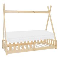 KINDERBETT Tipi mit Matratze 80x160 cm Natur - Naturfarben, Holz (80/160cm) - ML-DESIGN
