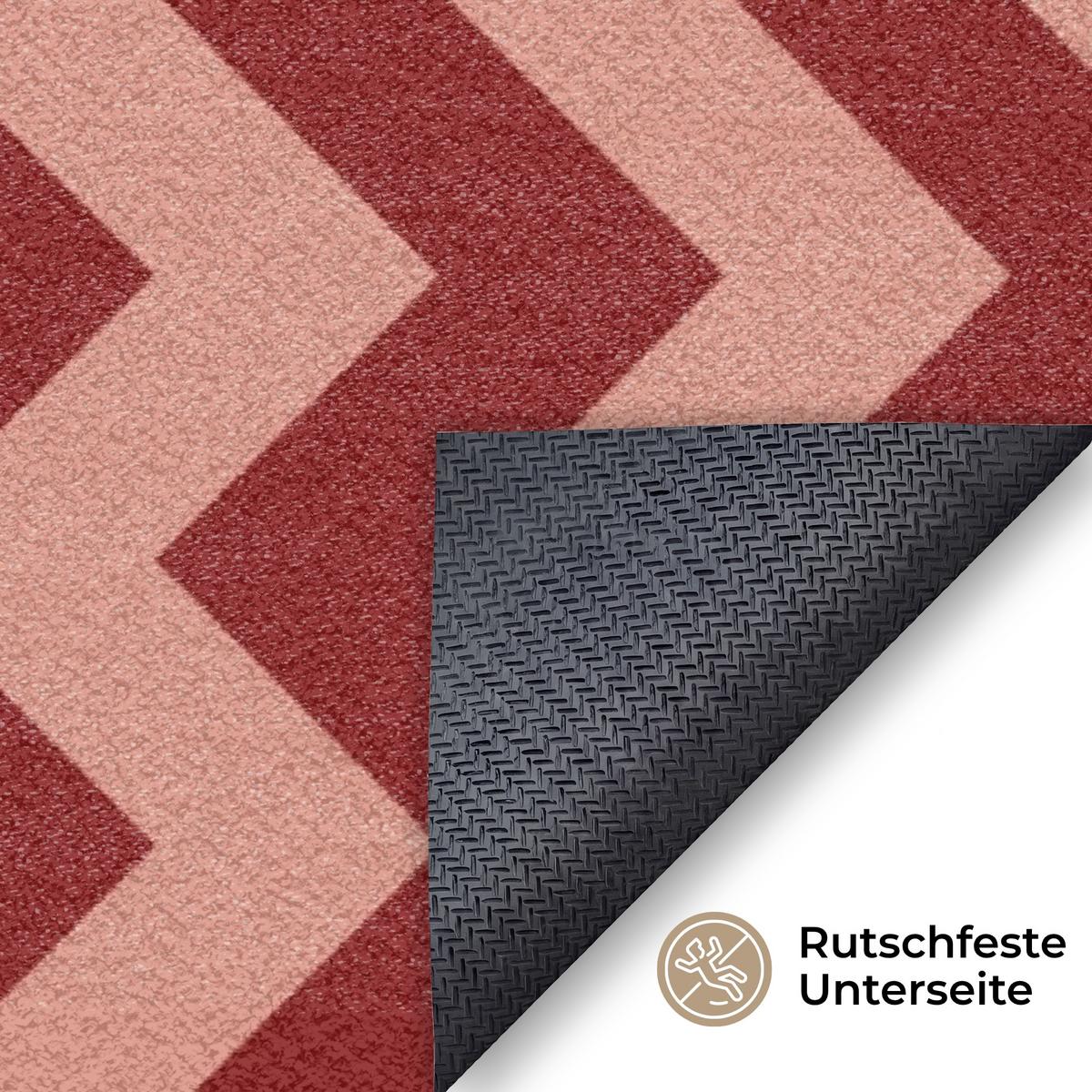 FUSSMATTE Zickzack - Streifen - Muster - Rot Schmutzfänger 180x120 cm - Bordeaux, Kunststoff (180/0.4cm) - MuchoWow