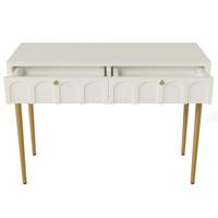 SCHMINKTISCH Cremeweiß und Golden 100/76,5/45 cm - Beige, Holzwerkstoff/Metall (100/76/45cm) - Urban Meuble