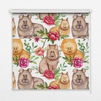 INNENROLLO - Fensterrollo - Rollo - 130x140 cm - Hunde zwischen den Blumen - Braun, Kunststoff (130/140/0.5cm) - TULUP