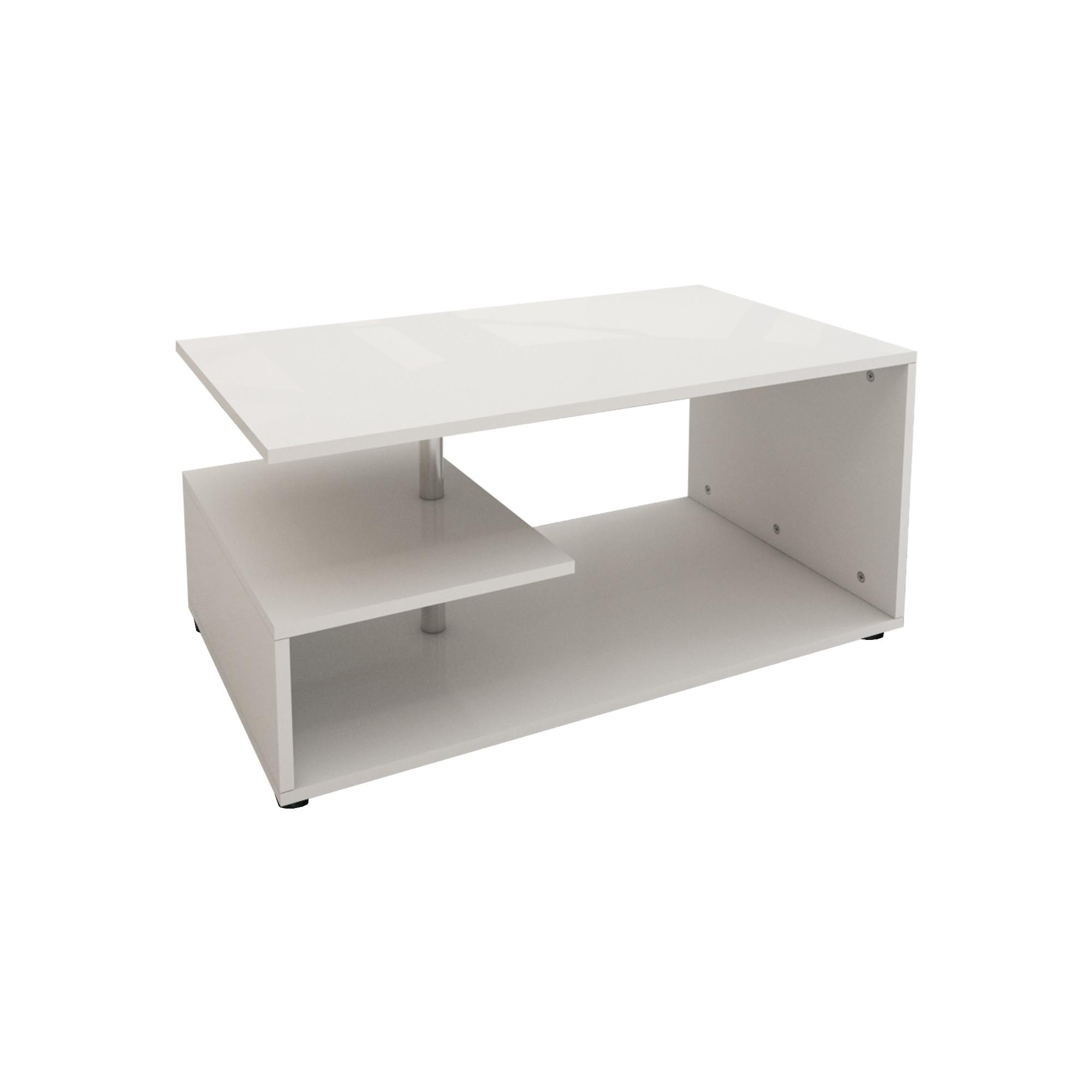 COUCHTISCH Weiß 91x41x52,6 cm Holz mit Metall Dekostange - Weiß, Holzwerkstoff (52.6/91/41cm) - ML-DESIGN