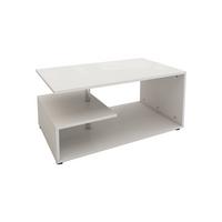 COUCHTISCH Weiß 91x41x52,6 cm Holz mit Metall Dekostange - Weiß, Holzwerkstoff (52.6/91/41cm) - ML-DESIGN