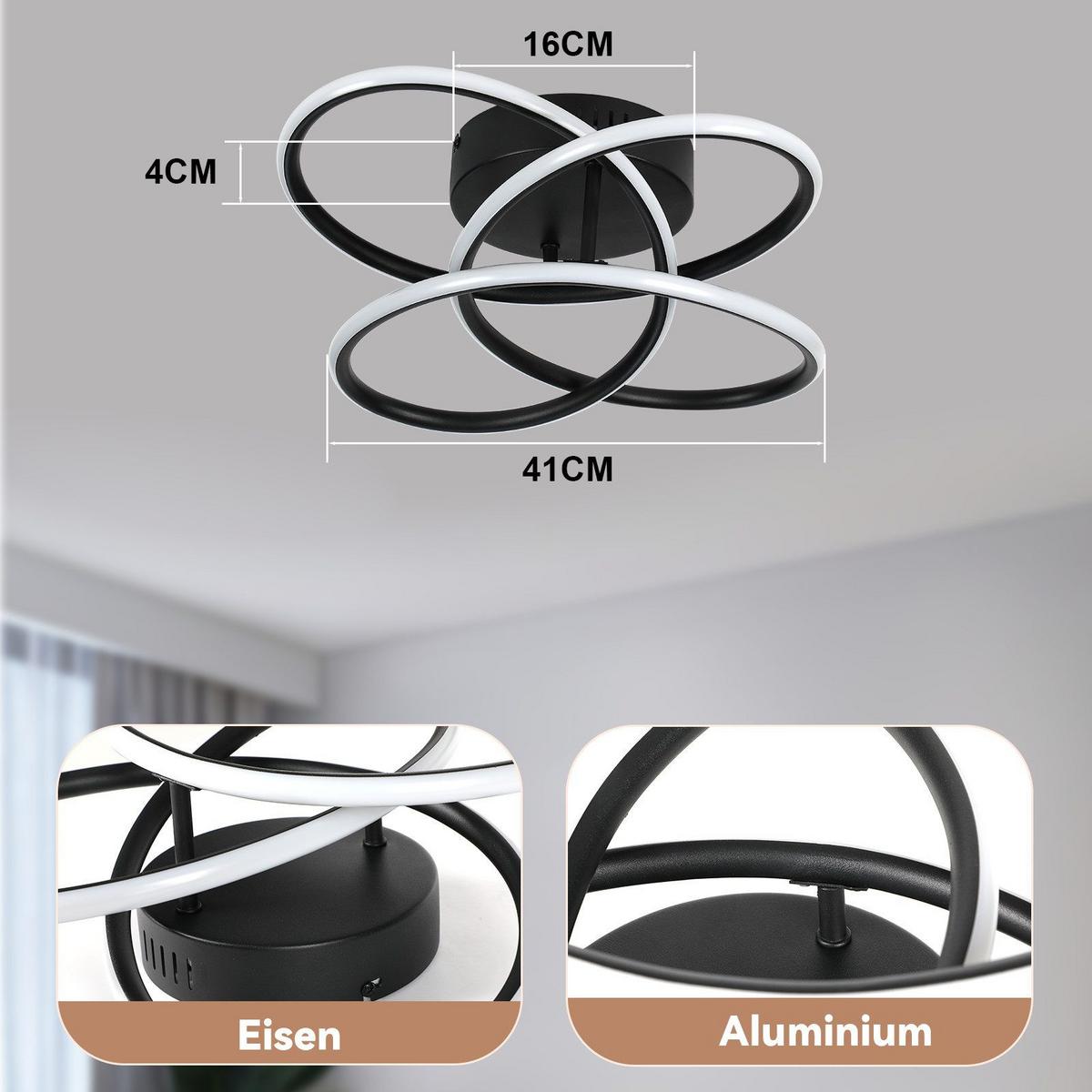 LED-DECKENLEUCHTE Mackerley 33/36/14cm - Schwarz, Metall (36/33/14cm) - Nettlife