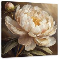 WANDBILD gemalte pfingstrose - Beige, Textil (30/30cm) - Feeby