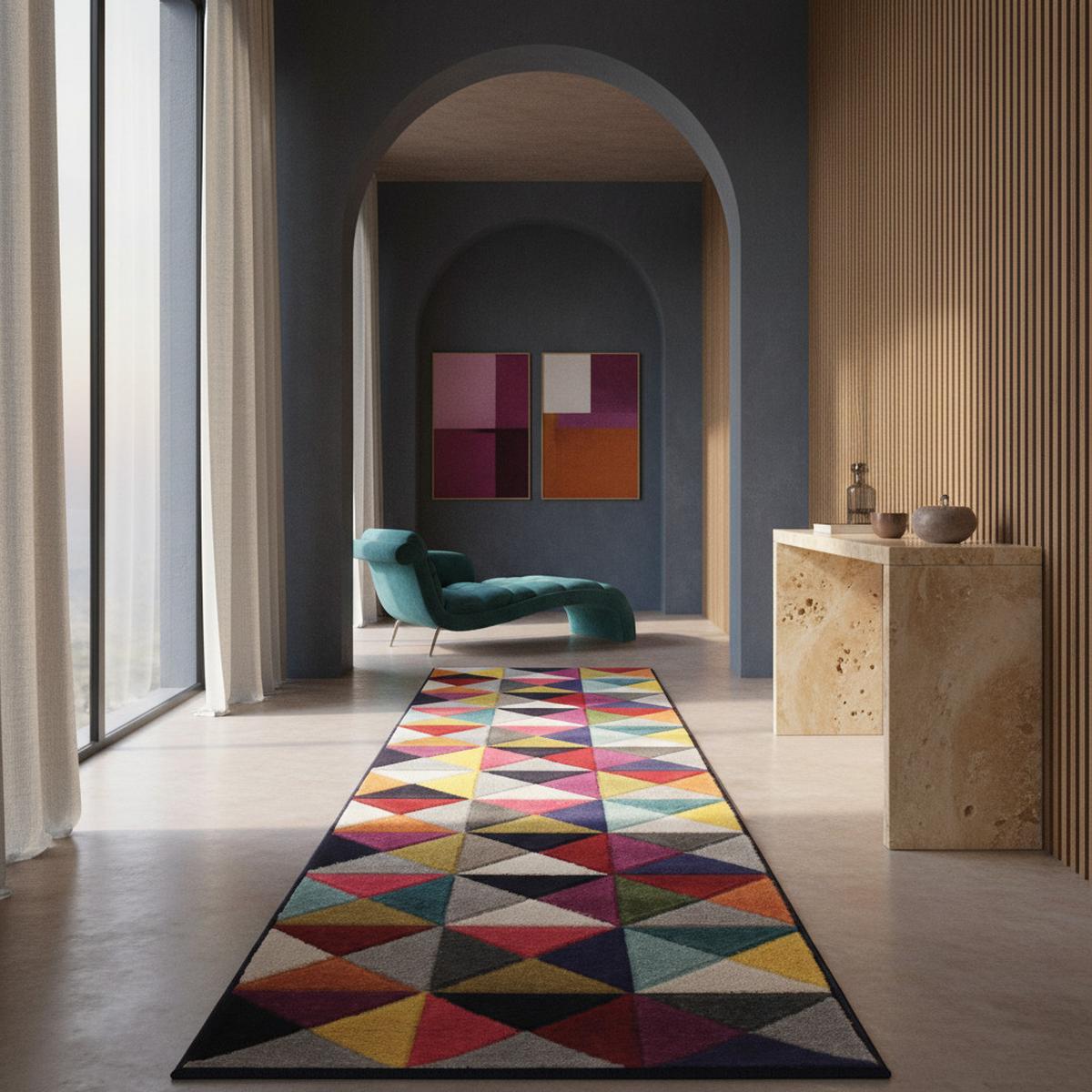 TEPPICH MEON, geometrisch, aus Polypropylen, Florhöhe 11 mm, Bunt, 66 x 230 cm - Multicolor, Textil (66/230cm) - KADIMA DESIGN
