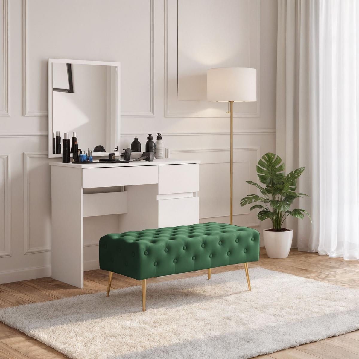 POLSTERBANK mit Samt - Optik Grün 42/41/42 - Grün, Textil (100/41/42cm) - RAUMHIRSCH FURNITURE