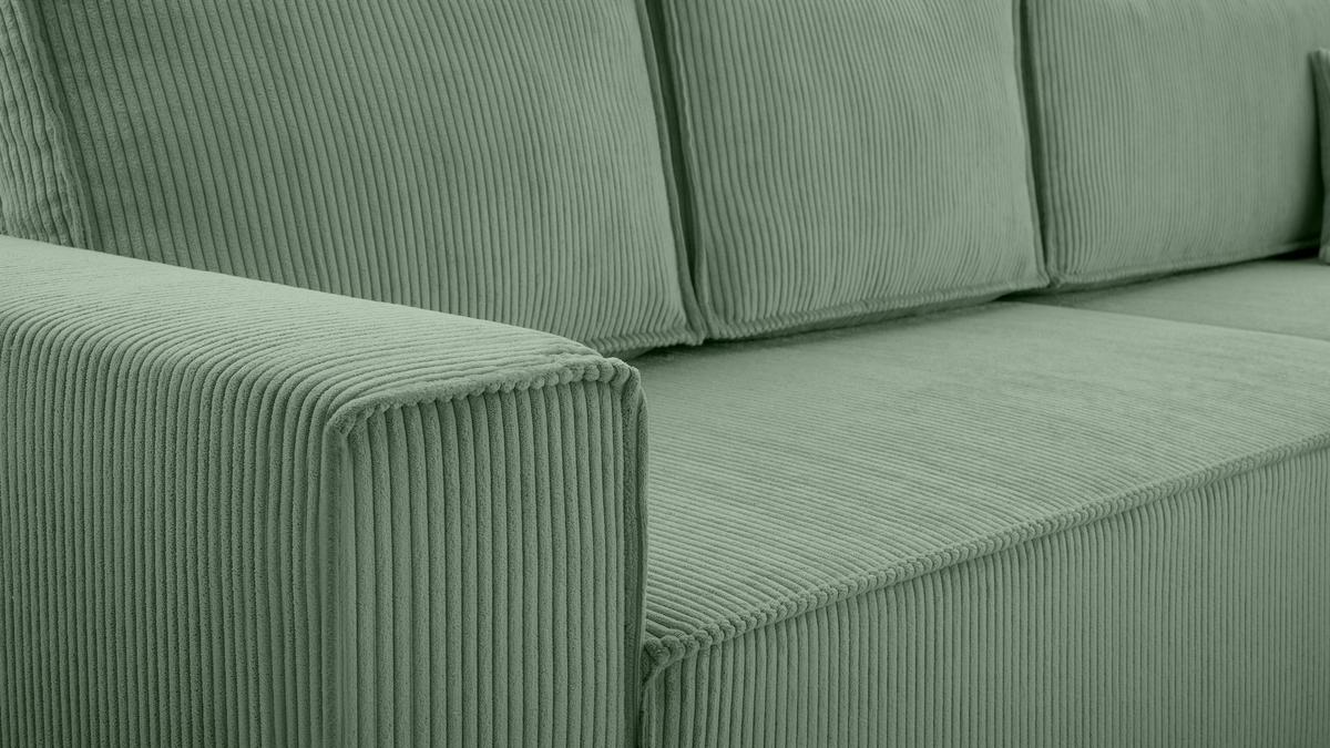 ECKSOFA L Form Cedria Salbeigrün 287/145/85 cm mit Schlaffunktion - Schwarz/Grün, Kunststoff/Textil (287/145cm) - AX Living