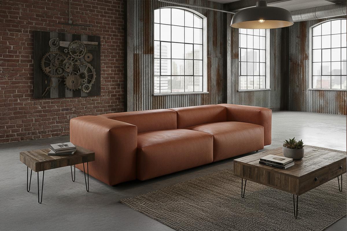 SOFA CELESTE Braun Lederfaserstoff - Schwarz/Braun, Leder/Kunststoff (302/72/114cm) - KAWOLA