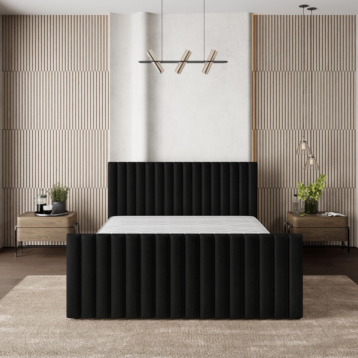 POLSTERBETT CANOVA K 120x200 cm mit Bettkästen - Schwarz - Schwarz, Holz/Textil - MASSENO