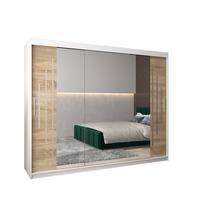 SCHWEBETÜRENSCHRANK 200/250/62 3-türig - Silberfarben/Weiß, Holz/Kunststoff (250/200/62cm) - Abiks Möbel
