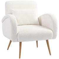 SESSEL gepolsterter Loungesessel mit Armlehnen, Lendenkissen, Metallbeine Creme - Creme, Textil (77/83/77cm) - HOMCOM