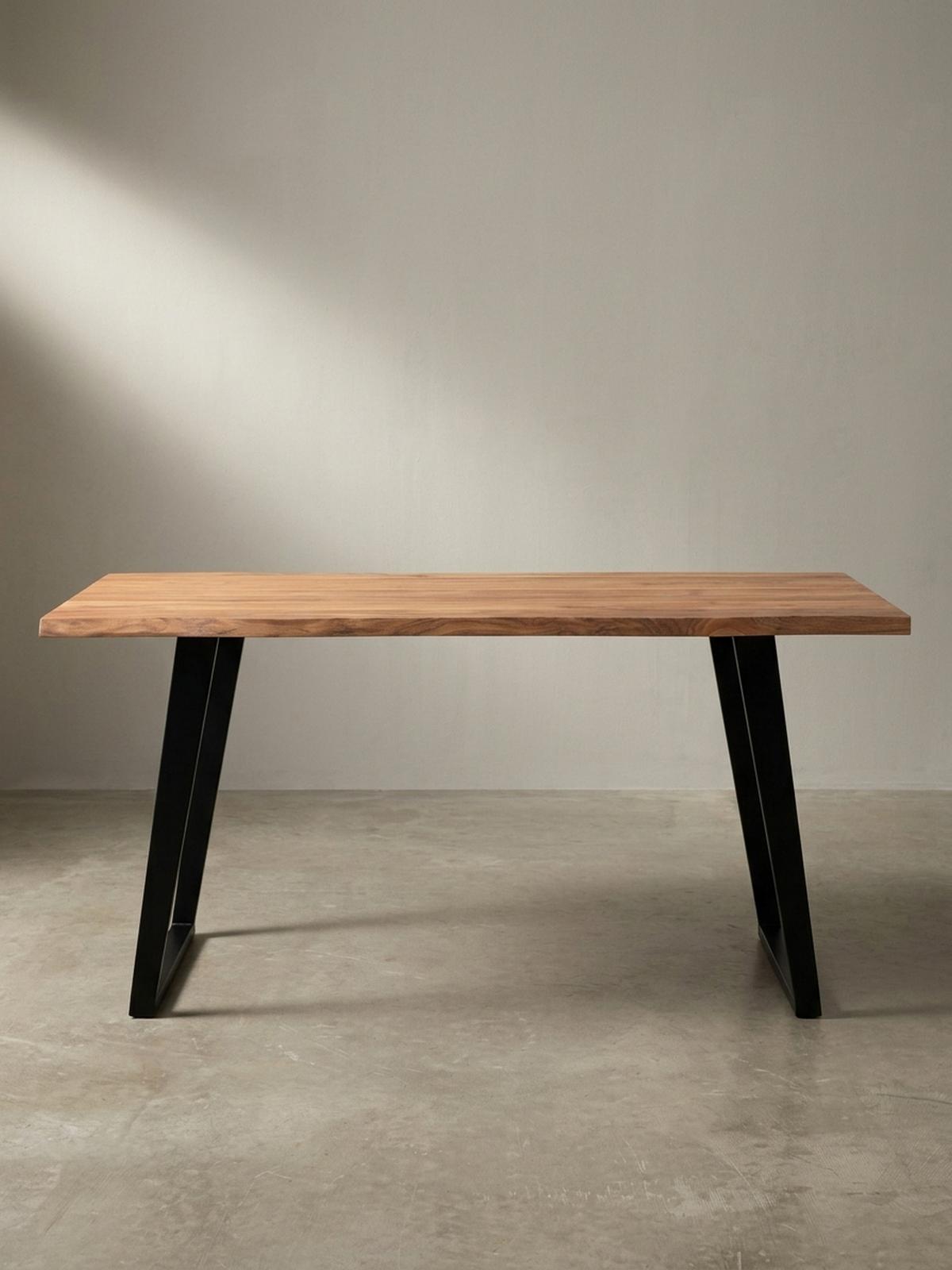 SCHREIBTISCH Massivholz Baumkante U-Gestell Handarbeit ATOLL, Goldbraun-Schwarz 200x100x76 cm - Schwarz/Braun, Holz/Metall (100/200/76cm) - KADIMA DESIGN