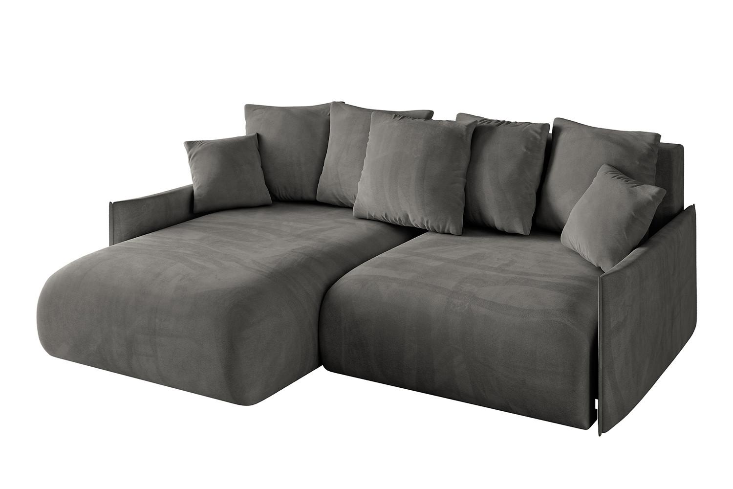 ECKSOFA Ottomane links ONESK-L -v1 216x177x72 Dunkelgrau Velours - Anthrazit, Holzwerkstoff/Kunststoff (216/177cm) - ALTDECOR