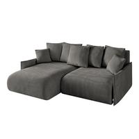 ECKSOFA Ottomane links ONESK-L -v1 216x177x72 Dunkelgrau Velours - Anthrazit, Holzwerkstoff/Kunststoff (216/177cm) - ALTDECOR