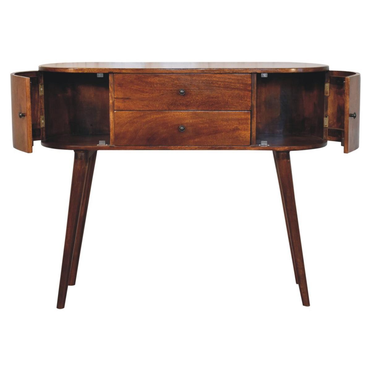 KONSOLENTISCH IN KASTANIENFARBE, 2 SCHUBLADEN, 2 SEITENSCHRÄNKE, BRAUN - Braun, Holz (110/35/91cm) - Artisan Furniture