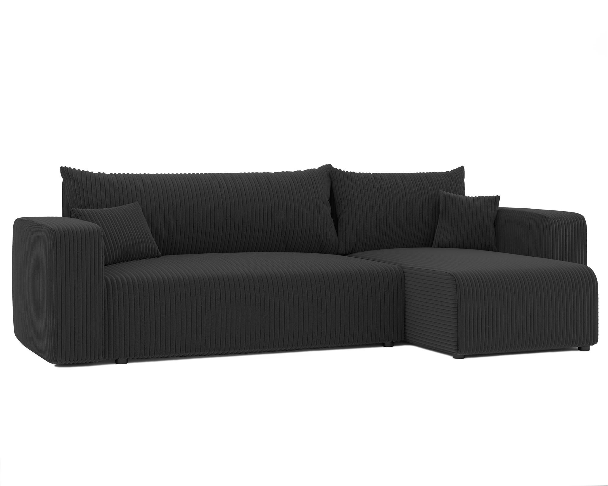 ECKSOFA Luna Mit Schlaffunktion - Schwarz, Holzwerkstoff/Textil (145/248cm) - Fun Möbel