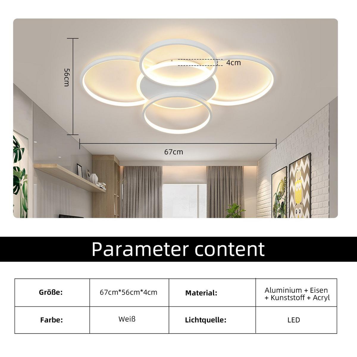 LED-DECKENLEUCHTE Marden 67/55.5/6 cm - Weiß, Metall (55.5/67/6cm) - Nettlife