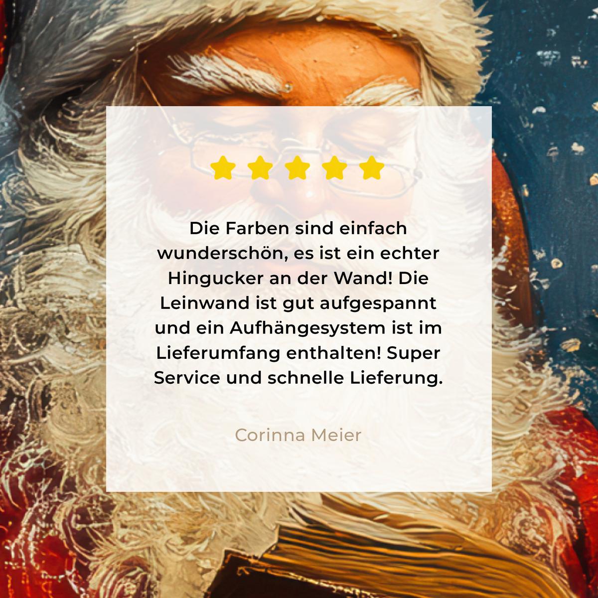 LEINWANDBILD Weihnachtsmann - Weihnachten - Winter - Weihnachtsbaum Wohnzimmer Groß 120x80 cm - Bordeaux, Textil (120/80cm) - MuchoWow
