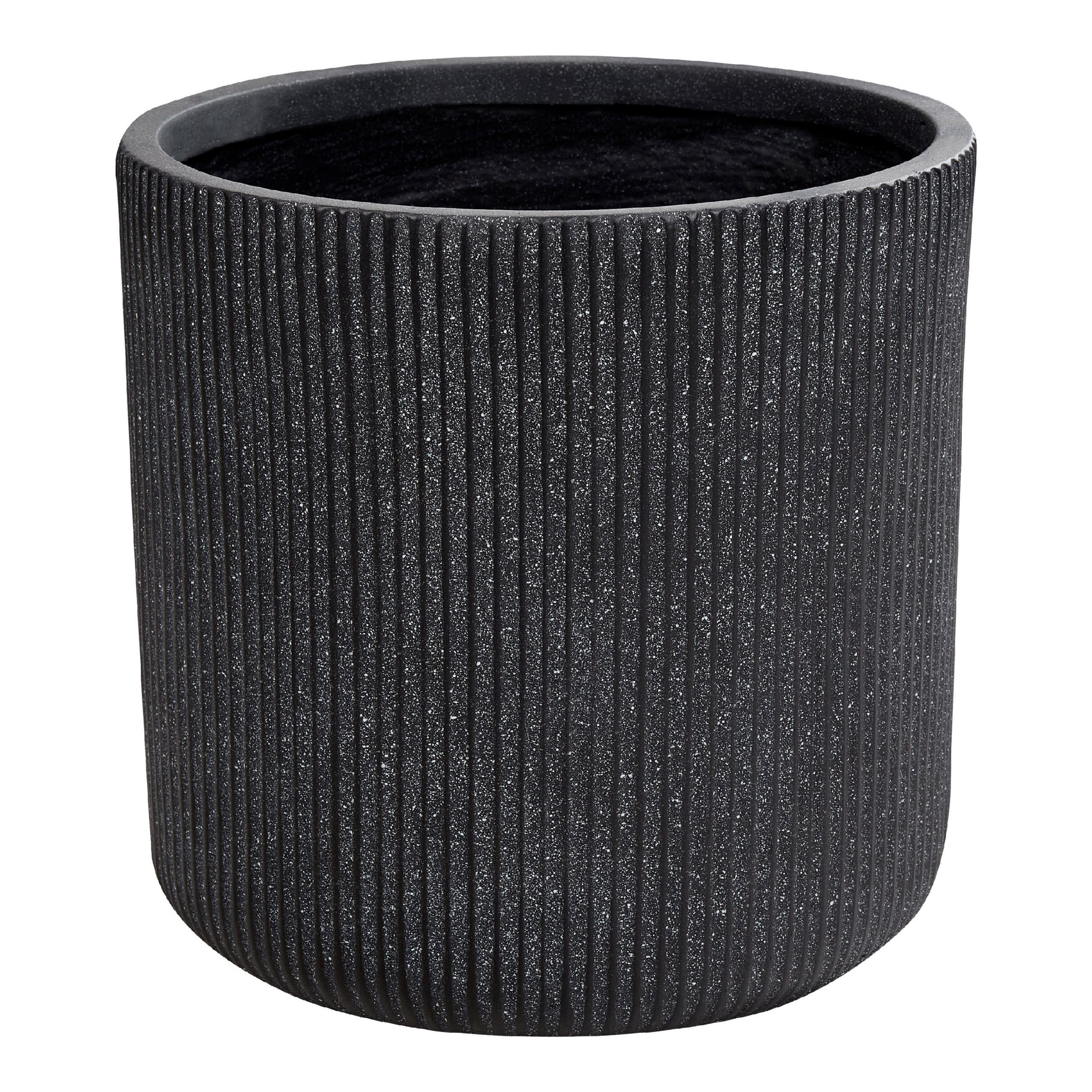 BLUMENTOPF graphitgrau rund 37/37/37 cm Oreoi - Grau, Naturmaterialien (37cm) - Beliani