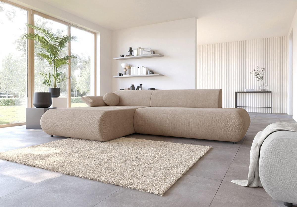 ECKSOFA Armone Beige Chenille - Beige/Schwarz, Kunststoff/Textil (286/173.5cm) - Selsey