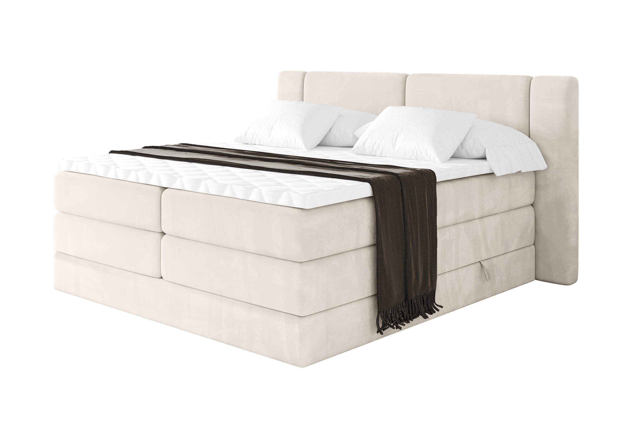BOXSPRINGBETT mit Matratze H3/H4 - EVON KING - 160x200 cm Beige - Beige, Holzwerkstoff (160/200cm) - ALTDECOR