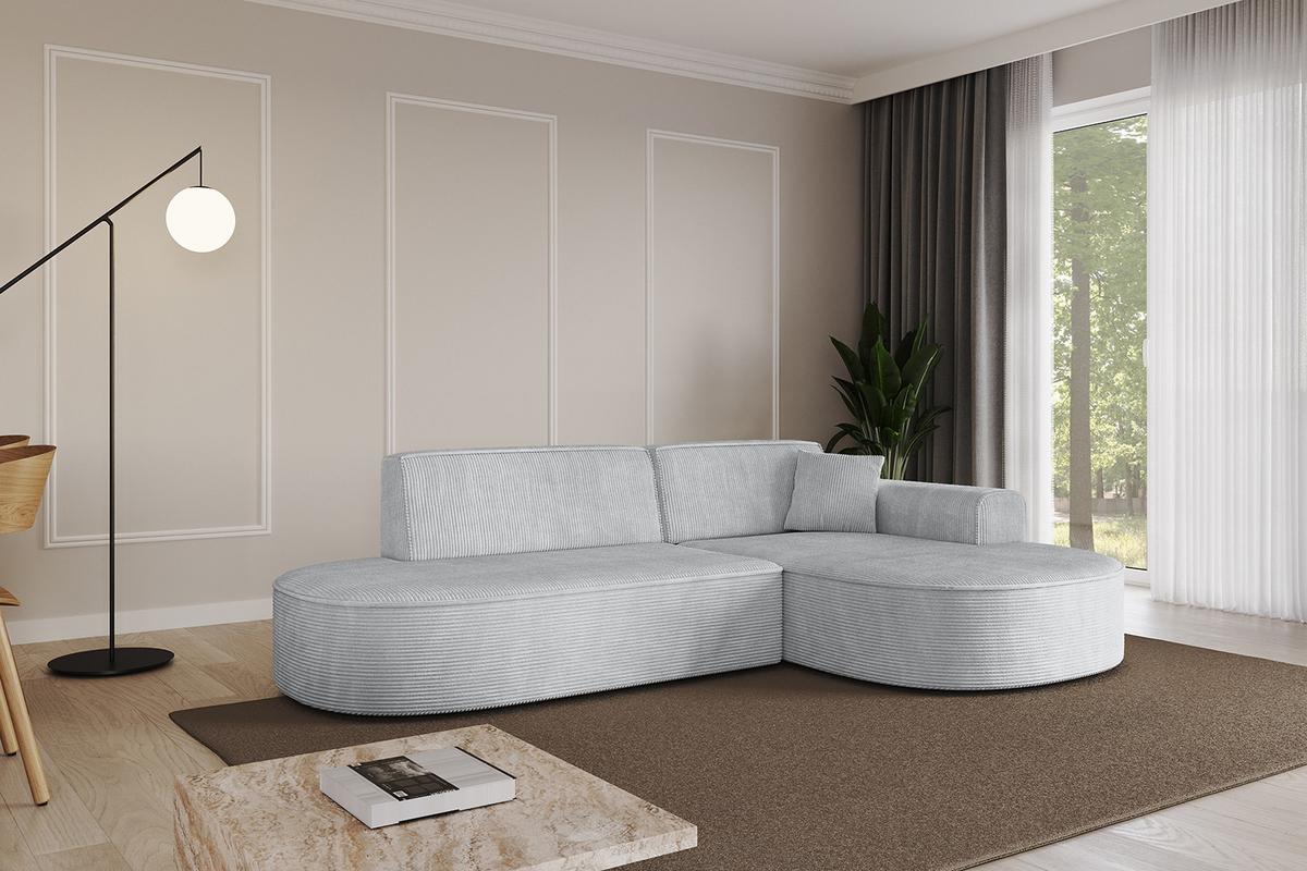 ECKSOFA Ottomane Rechts MARI-L1 - 243x171x79 cm Grau Cord - Schwarz/Grau, Holzwerkstoff/Kunststoff (234/163cm) - ALTDECOR