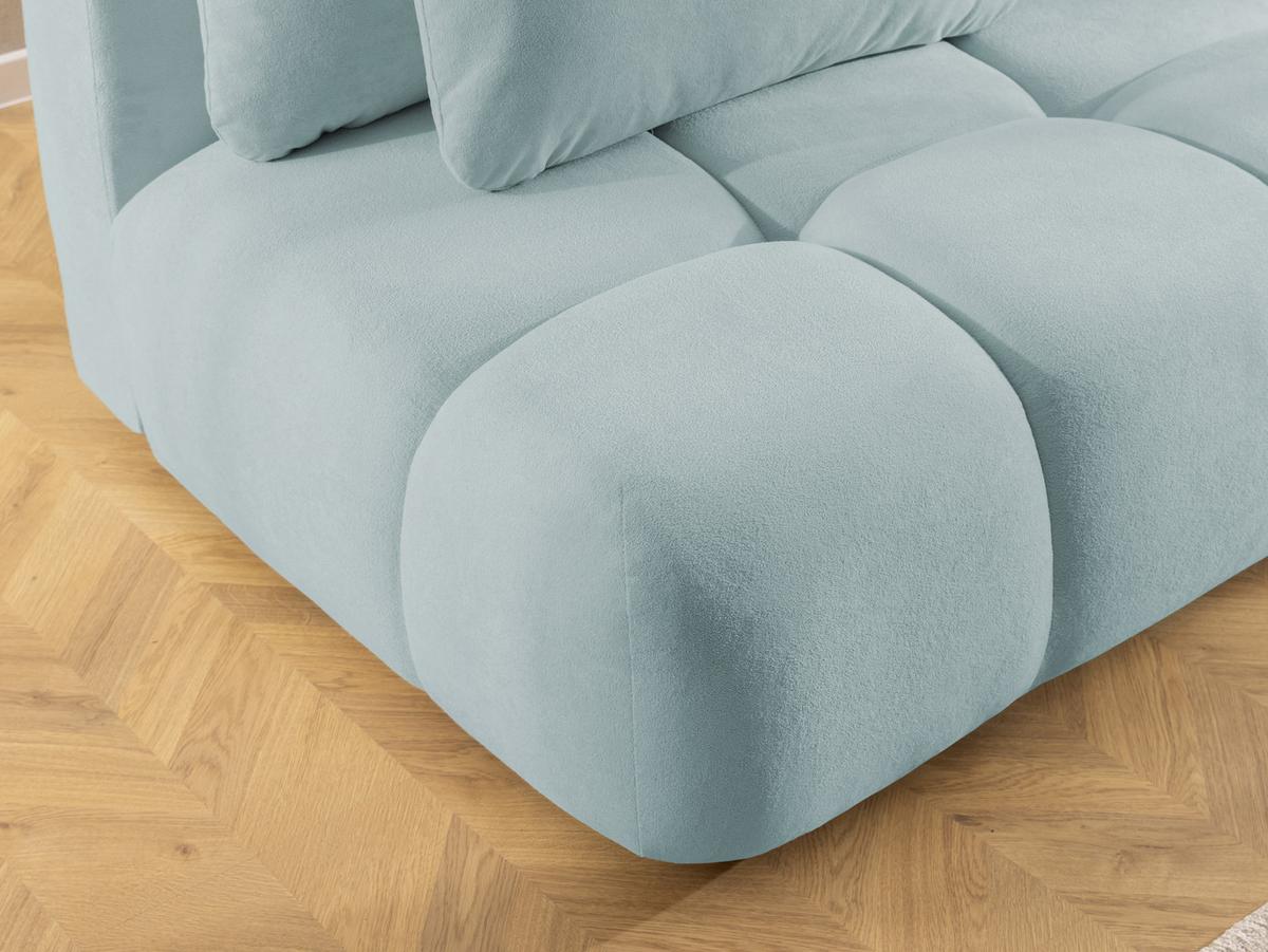 SCHLAFSOFA Belluno aus hochwertigem Blaugrau Plüschstoff mit Bettkasten und tiefen Steppungen in Bubble-Optik - Blaugrau/Schwarz, Holz/Kunststoff (205/87/105cm) - S-Style