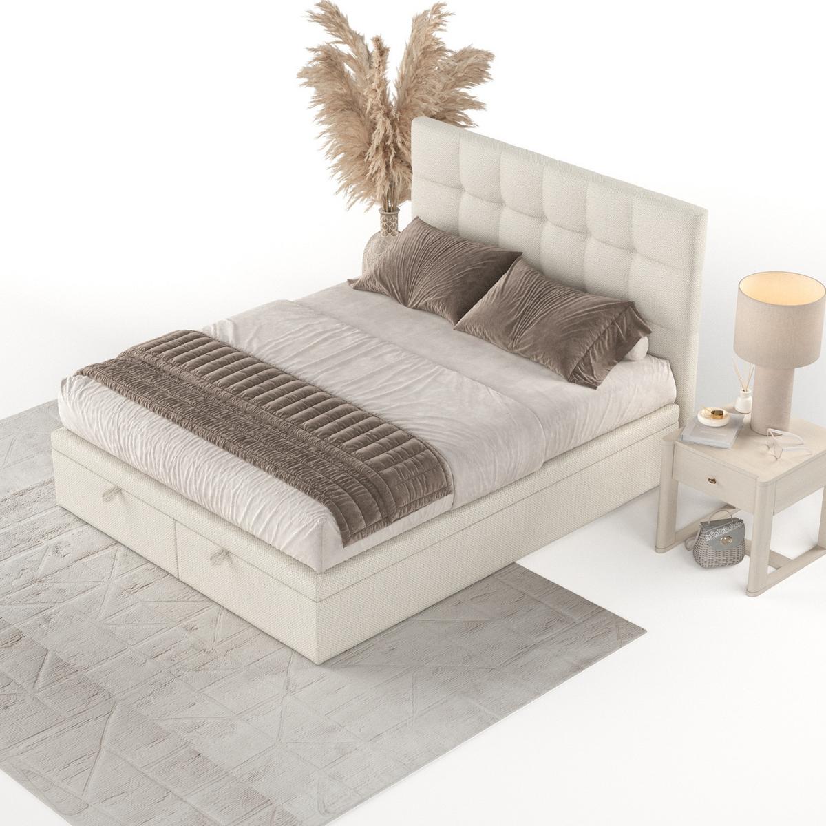 POLSTERBETT Guam mit Stauraum 140/200 cm Hellbeige im Alta Stoff - Sandfarben/Schwarz, Holz/Holzwerkstoff (140/200cm) - AltaBeds