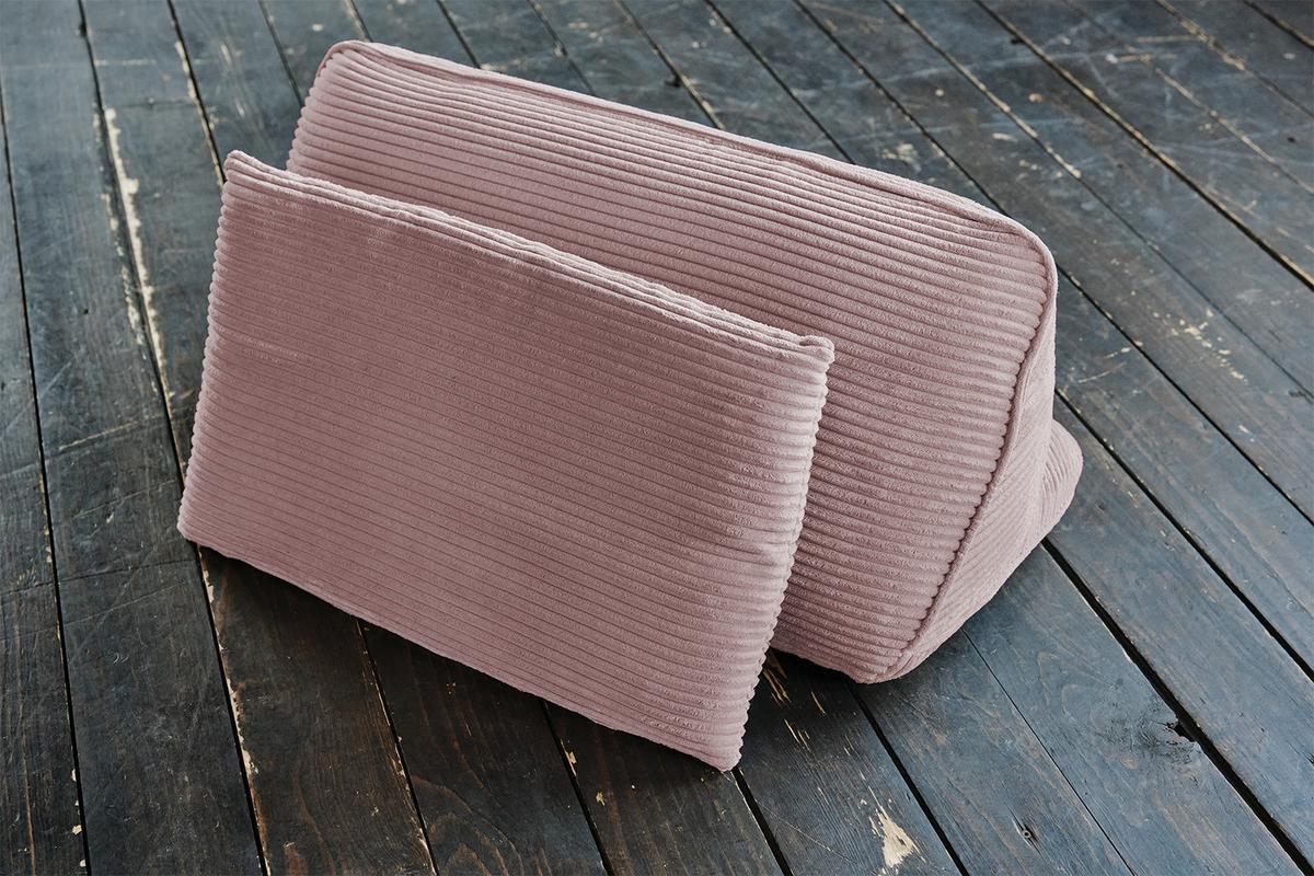 HOCKER MIT RÜCKENKISSEN WIOLO SOFT Pink Cord - Schwarz/Rosa, Kunststoff/Textil (111/84/111cm) - KAWOLA