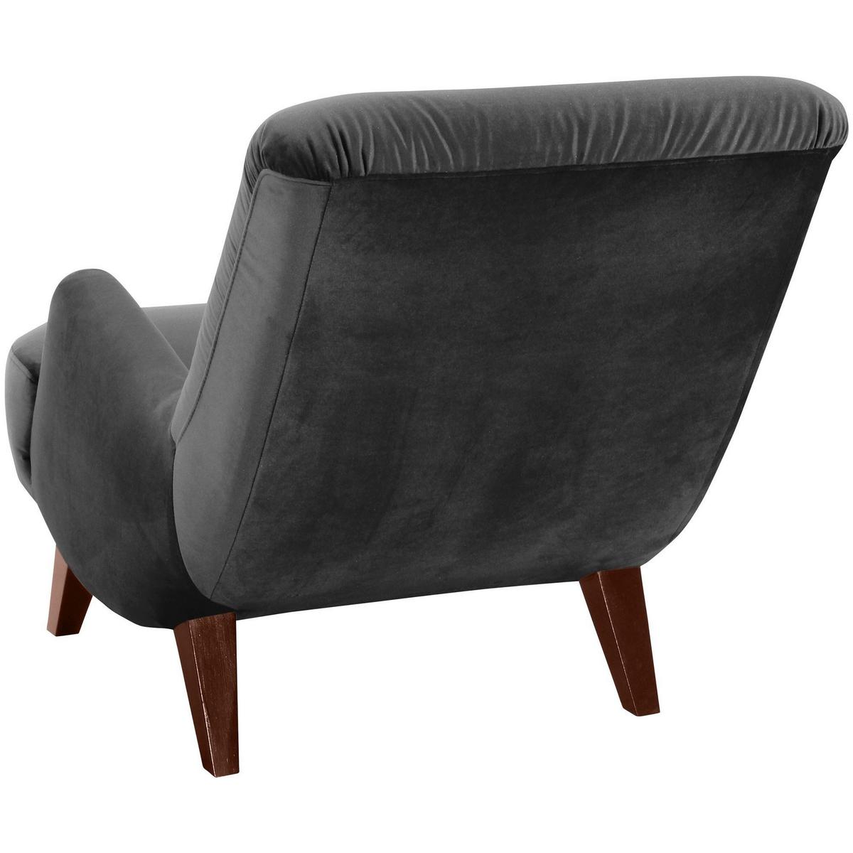 SESSEL Kajsa 71x80x101 Bezug Samtvelours Buche nussbaum/anthrazit - Anthrazit/Nussbaumfarben, Kunststoff (101/80/71cm) - 58aufmkessel