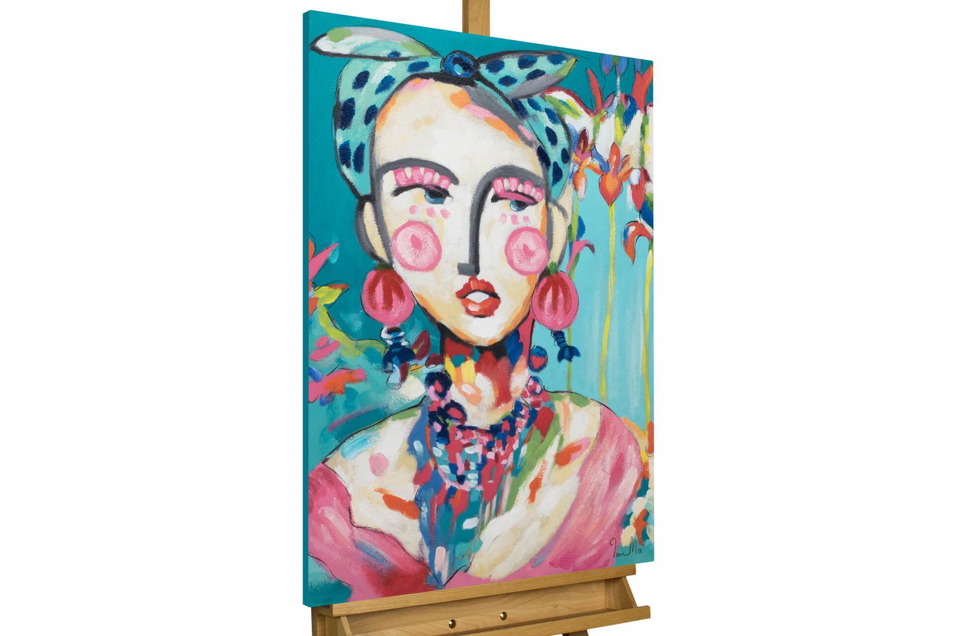 ACRYLBILD HANDGEMALT 60/90 cm - Blau/Pink, Holz/Textil (60/90cm) - KUNSTLOFT