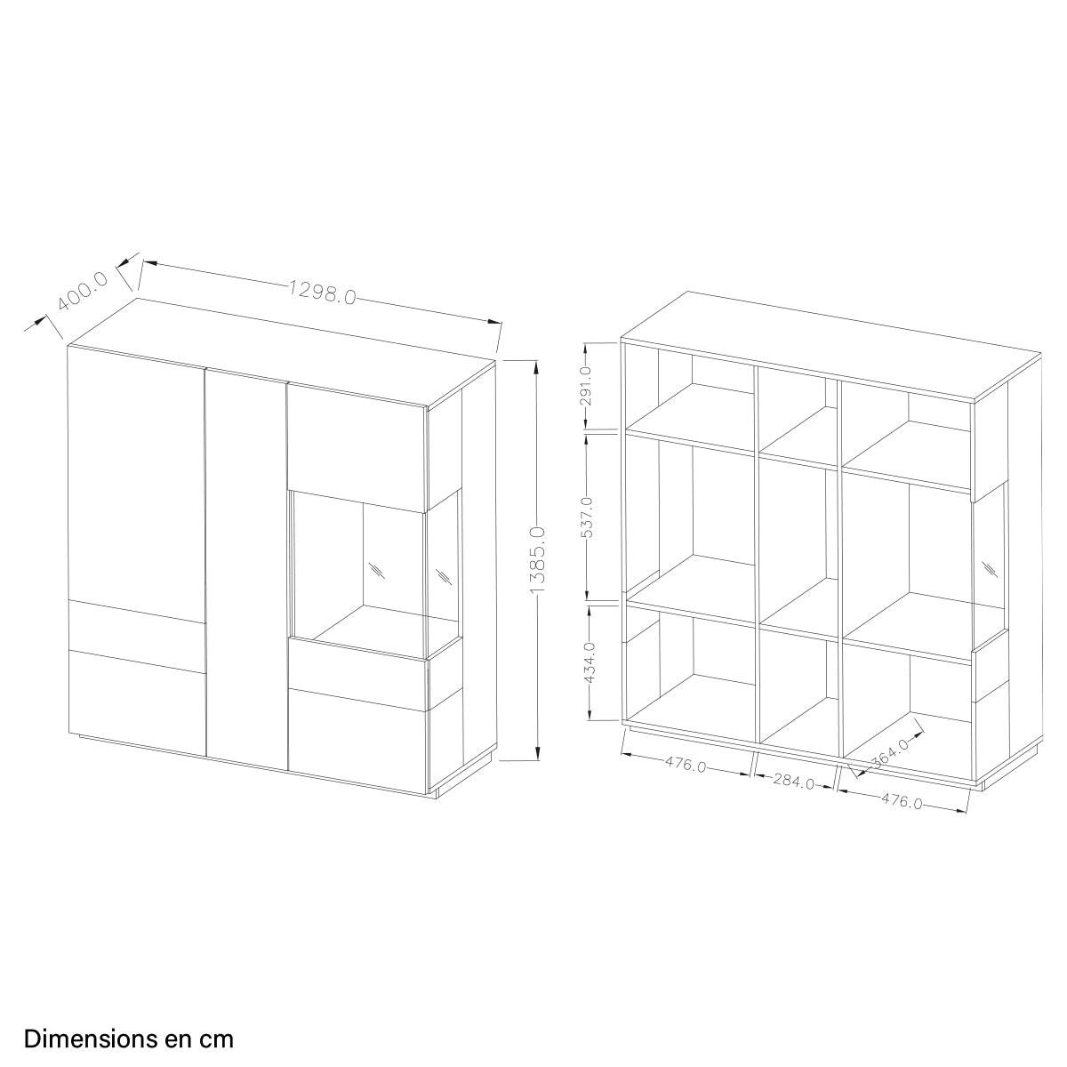 GESCHIRRSCHRANK Andrea Weiß und Holz - Weiß, Holzwerkstoff (130/139/40cm) - Petits-meubles