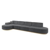 ECKSOFA Ottomane Links MARI-L3-v2 - 413x171x83 cm Dunkelgrau Cord - Dunkelgrau, Holzwerkstoff/Textil (413/171cm) - ALTDECOR