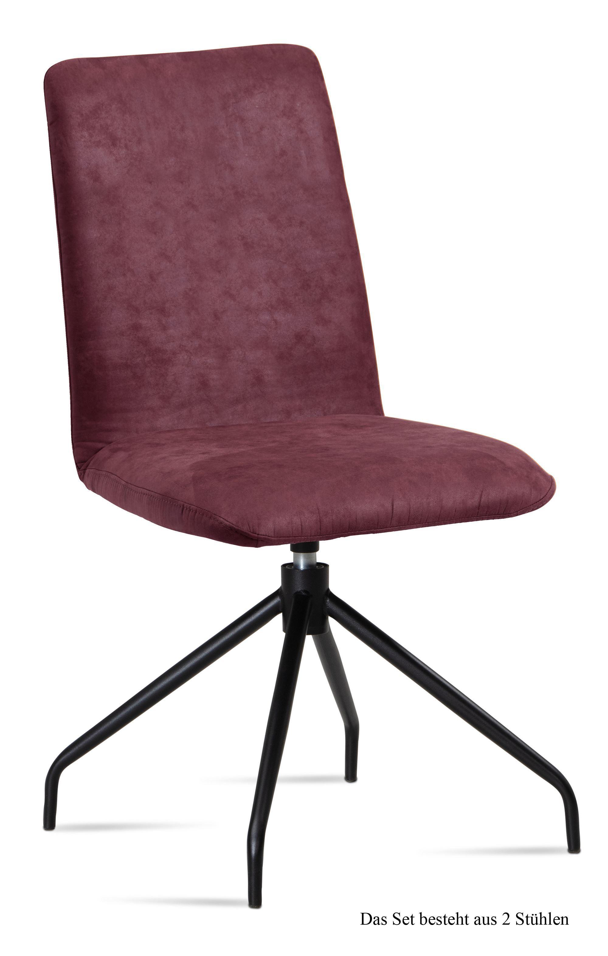 ESSZIMMERSTUHL drehbar (2er-Set) Divona 47x92x60 Schwarz/Marsala - Brombeere/Schwarz, Kunststoff (60/92/47cm) - 58aufmkessel
