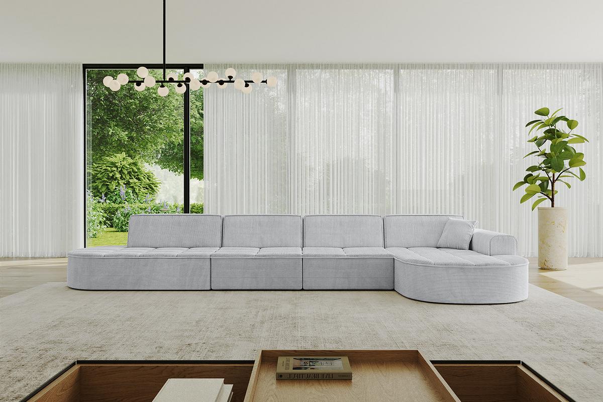 ECKSOFA Ottomane Rechts TARO-L3 - 413x171x79,5 cm Grau - Grau, Holzwerkstoff/Textil (413/171cm) - ALTDECOR