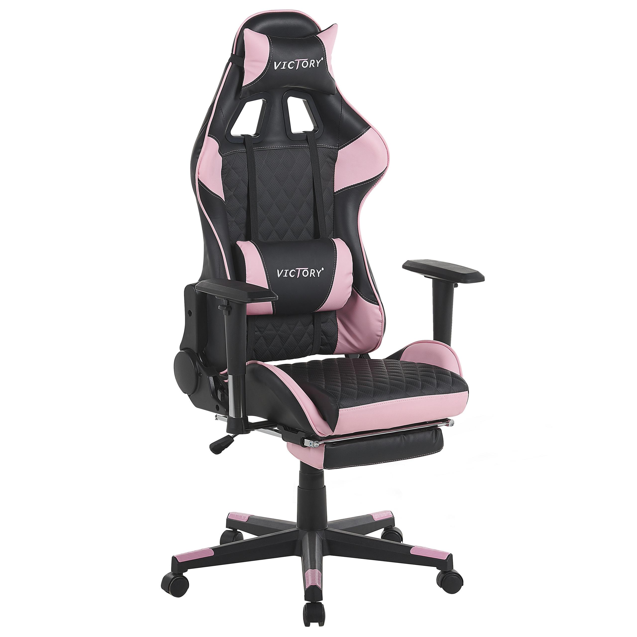BÜROSTUHL Kunstleder Schwarz/Rosa Victory - Schwarz, Kunststoff/Textil (60/124/60cm) - Beliani
