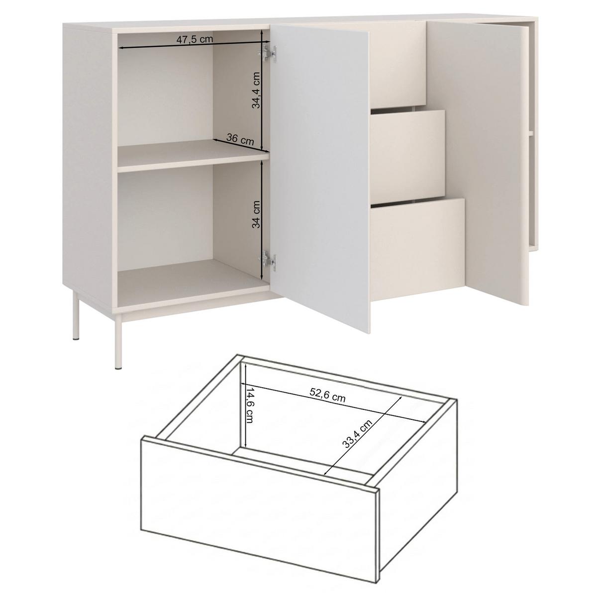 SIDEBOARD Olio KASCHMIR 160 CM - Kaschmir, Holzwerkstoff/Metall (160/90/38.6cm) - Selsey