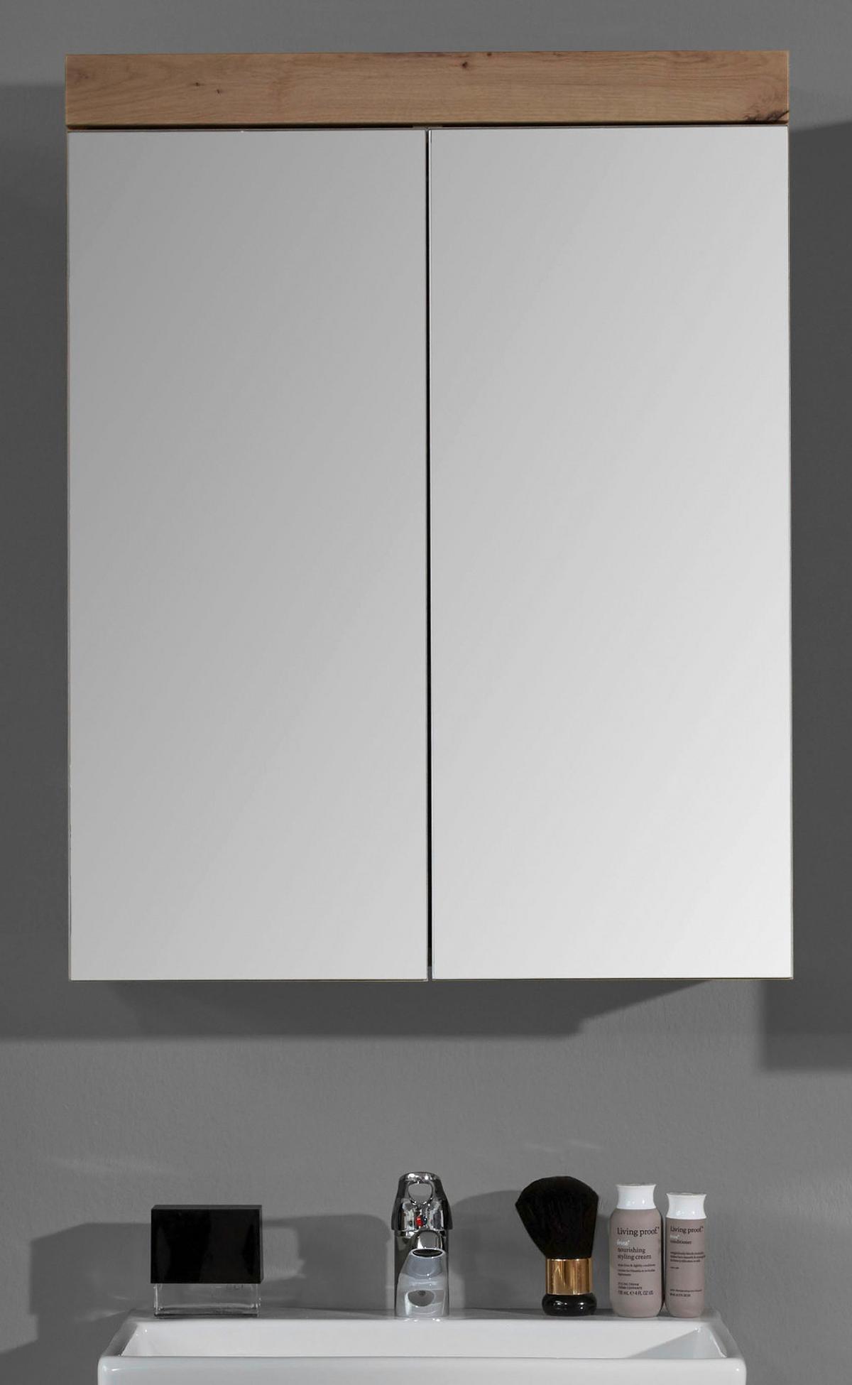 SPIEGELSCHRANK Asteiche 60 x 77 cm 2-türig, Badschrank modern - Eichefarben, Glas/Holzwerkstoff (60/77/17cm) - Top.Furn