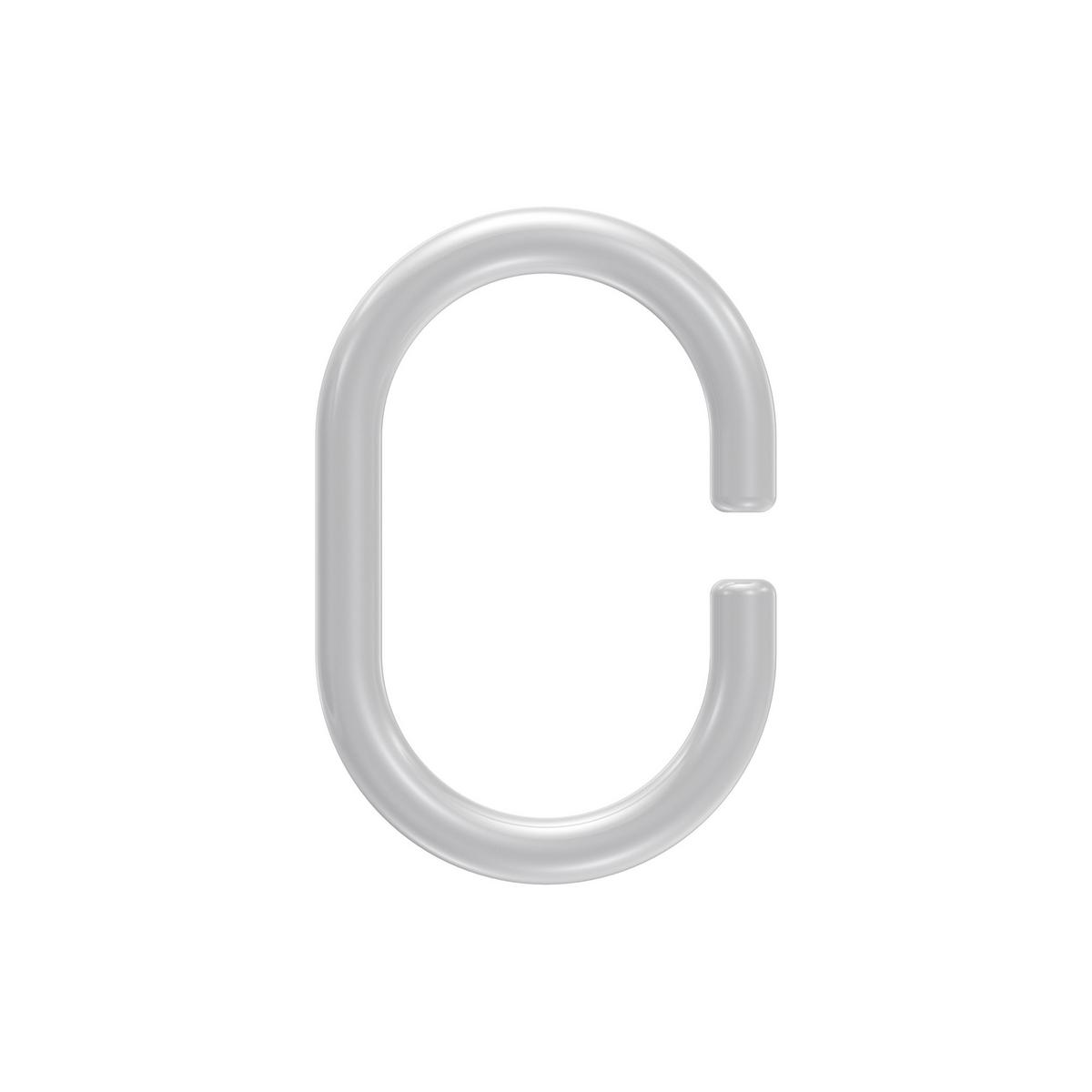 DUSCHVORHANGRINGE C-Form offen 60/42 mm für Duschvorhangstange / Spannstange, Glasklar, Packung 10 Stück - Transparent, Kunststoff (30cm) - INTERDECO