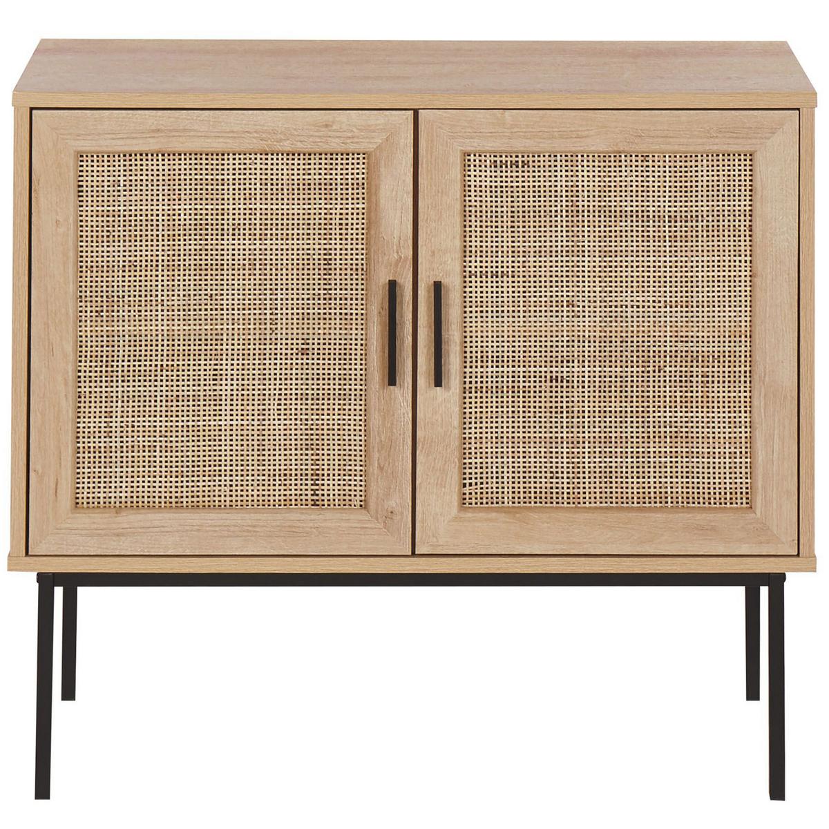 SIDEBOARD Heller Holzfarbton Pasco - Hellbraun/Schwarz, Holzwerkstoff (80/72/40cm) - Beliani