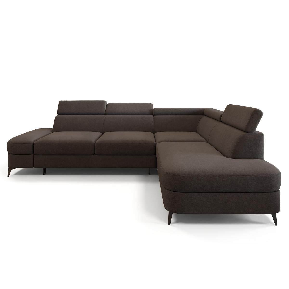 ECKSOFA AVISE MV R-S Braun Velours-Stoff mit Schlaffunktion - Braun, Holzwerkstoff/Textil (268/195cm) - MASSENO