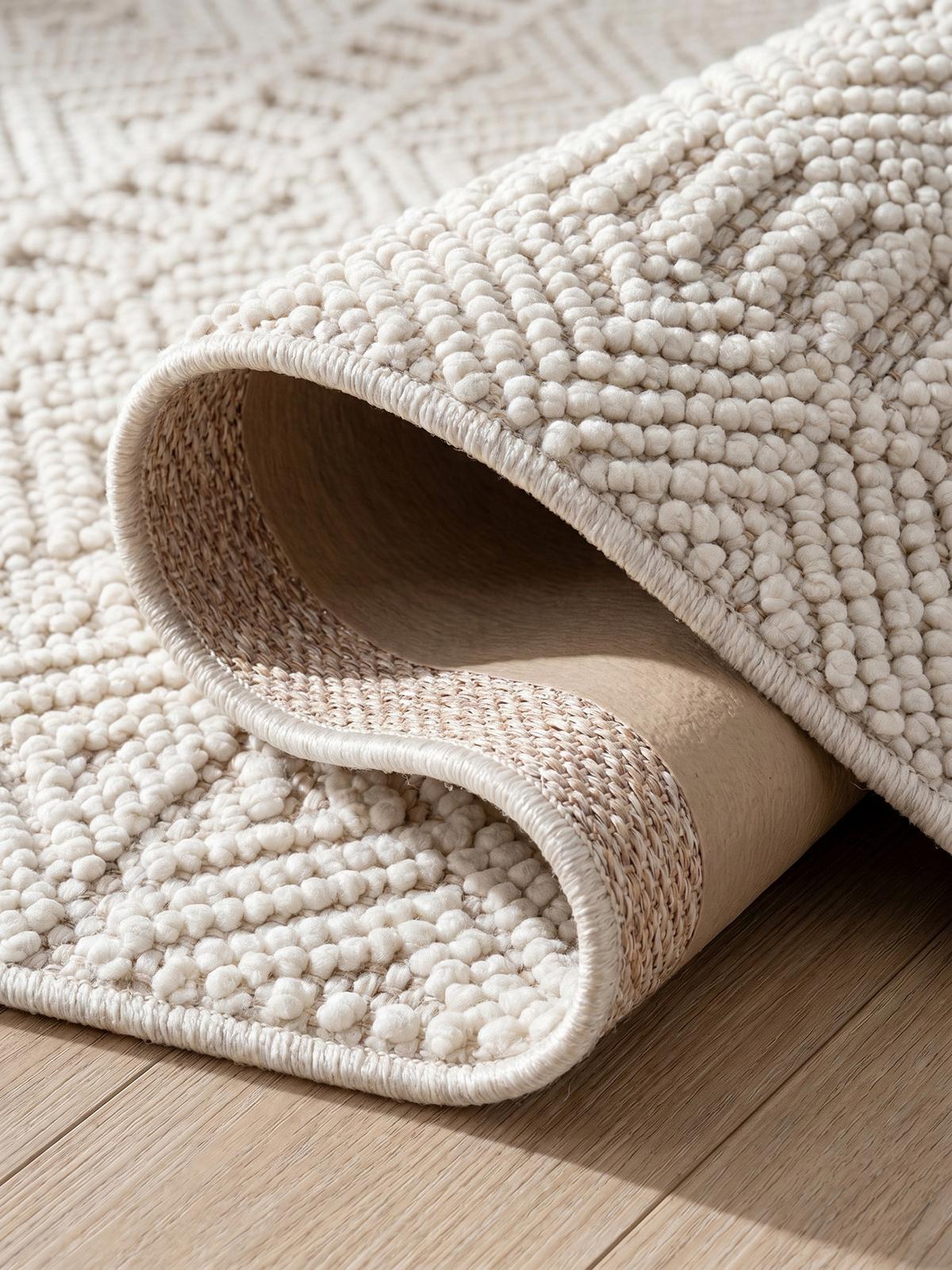 TEPPICH Flachgewebe LANGAU in Creme, mit Ethno-Streifen, Ø 120 cm - Creme, Textil (120/120cm) - KADIMA DESIGN