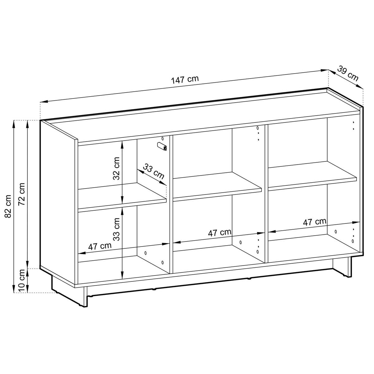 SIDEBOARD Yasumi 147 cm - Eichefarben, Holzwerkstoff (147/82/39cm) - Selsey
