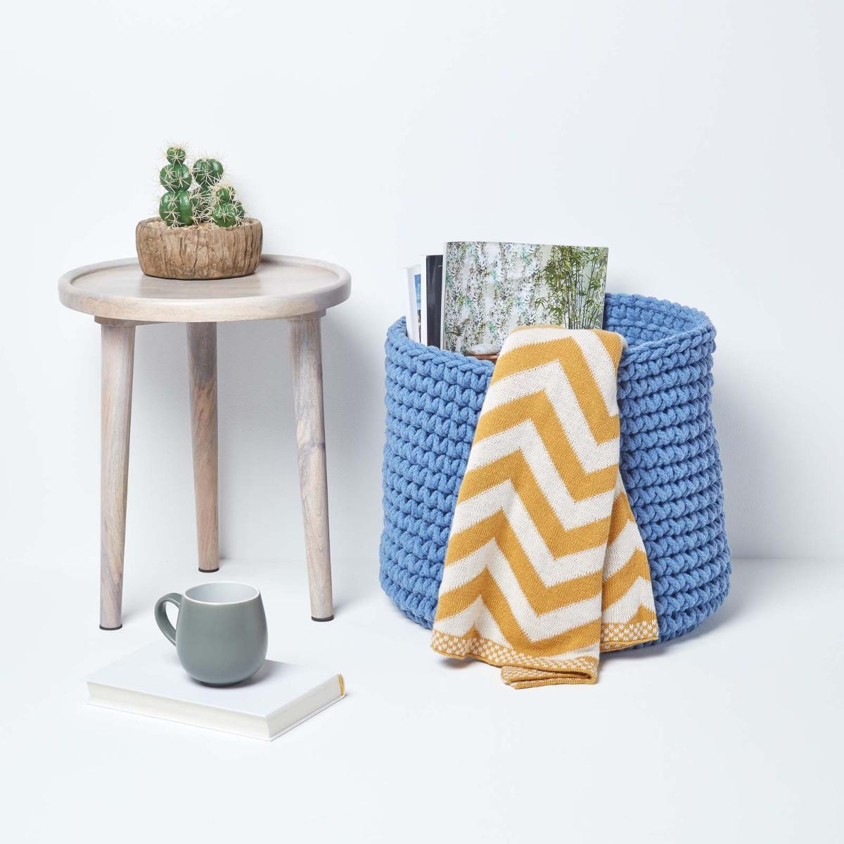 AUFBEWAHRUNGSKORB Baumwolle 42/37 cm - Blau, Textil (42/42/37cm) - Homescapes